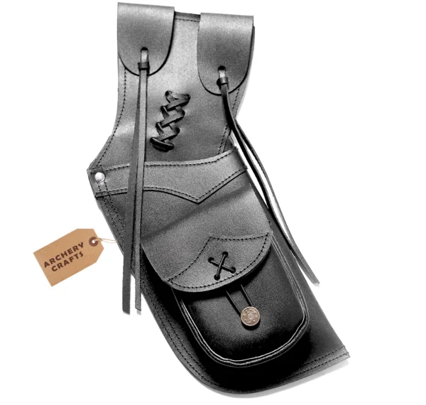 Black Leather Archery Quiver – Waist & Hip Arrow Holder for Hunting