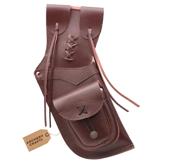 Brown Leather Archery Side Quiver for Waist & Hip – Traditional Arrow Holder
