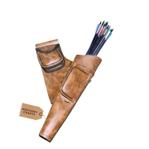 Tiger Brown leather archery quiver with adjustable strap