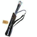 Black leather archery quiver with adjustable strap
