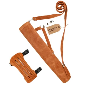 Orange Leather Archery Quiver With Arm Guard