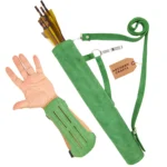 Green Leather Archery Quiver With Arm Guard