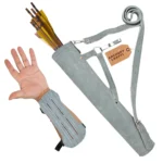 Grey Leather Archery Quiver With Arm Guard