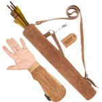 Brown Leather Archery Quiver With Arm Guard