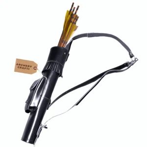 Black Leather Archery Quiver With Arm Guard