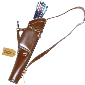 Brown Leather Archery Quiver With Arm Guard