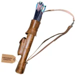 Brown Leather Archery Quiver With Arm Guard