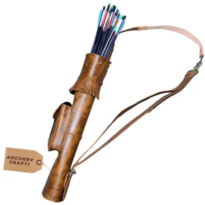 Brown Leather Archery Quiver With Arm Guard