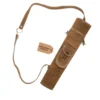 leather archery back quiver brown suede front pocket close up