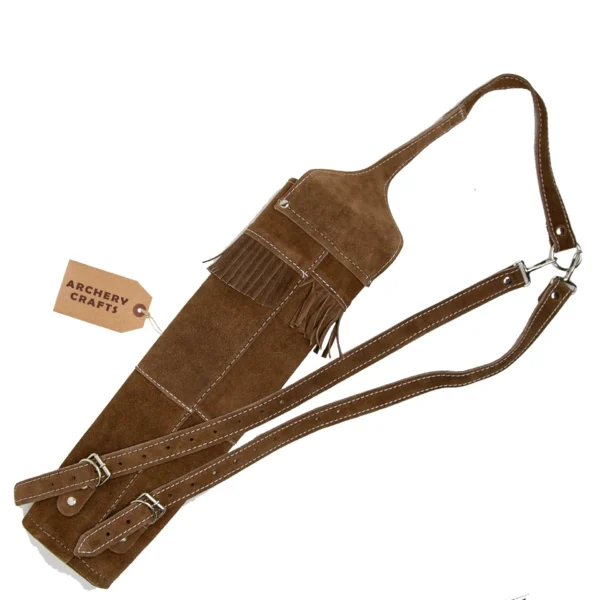 leather back quiver suede brown full length with extended adjustable straps