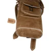 leather back quiver suede brown reinforced stitched base close-up