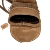 leather back quiver suede brown top opening close-up arrow compartment